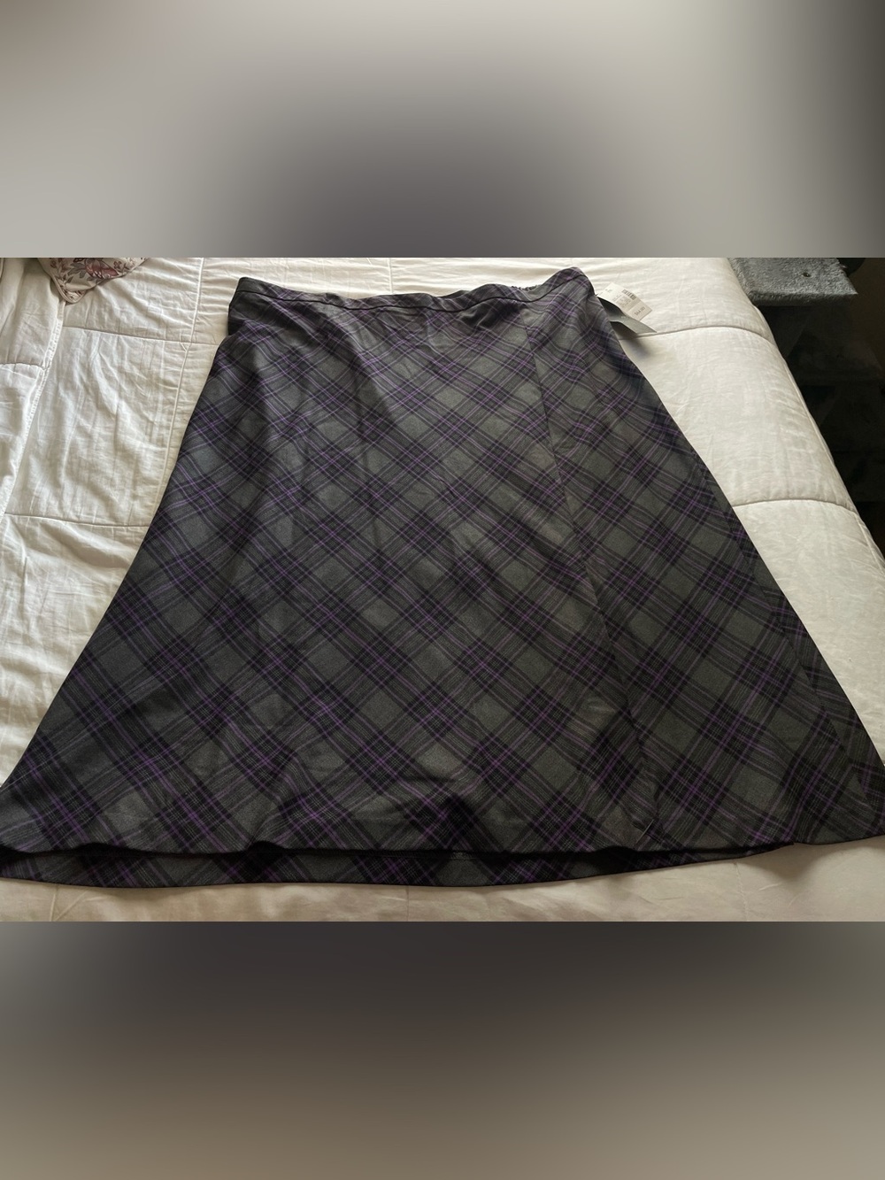 NWT Catherine’s Grey Purple Plaid Skirt 3X Academia Preppy Old Money Equestrian